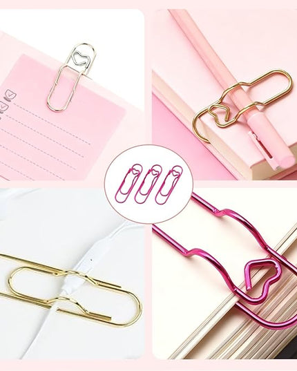 12 Pcs Colorful Metal Pen Clips,Pen Holder Clips for Notebook Journal and Book,Heart Papers Paperclip Bookmarks,School Office Supplies for Students Professionals and Teachers (Purple)