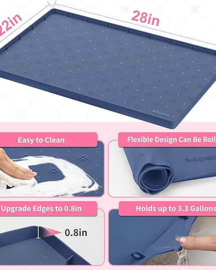 Sdpeia Under Sink Mat 28"×22" Waterproof Silicone Cabinet Liner & Sink Protector for Kitchen & Bathroom, Multi-Purpose Organizers Tray for Pets, Laundry, Cat Litter Mat