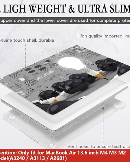 CISSOOK Creative Bulb Hard Shell Case for MacBook Air 13.6 inch M3 A3113 A2681 M2 2025 2024 2022 Release, Plastic Hard Shell Cover with Keyboard Cover for MacBook Air 13.6 M2 M3 2022-2025