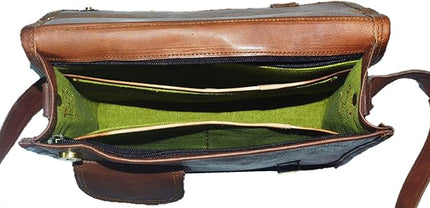 URBAN DEZIRE Men's Genuine Leather Small Briefcase Messenger Satchel Ipad Tab Tablet Bag 11 compatible with Apple product