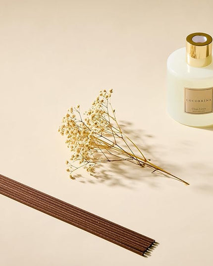 COCORRÍNA Reed Diffuser - Clean Linen 17 Fl.oz Reed Diffuser with 8 Sticks Scented Diffuser with Preserved Flowers for Bathroom Home Decor