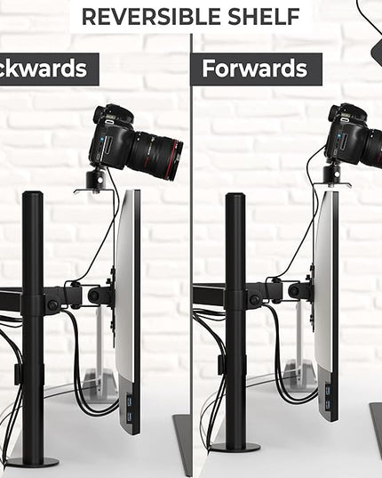 HumanCentric DSLR Monitor Mount Large, Desk Camera Mounting, Light Webcam, Microphone Shelf for Monitor VESA Arm, Replace Clamp Tripods, 100x100mm Patterns, Aluminum, Hardware Included