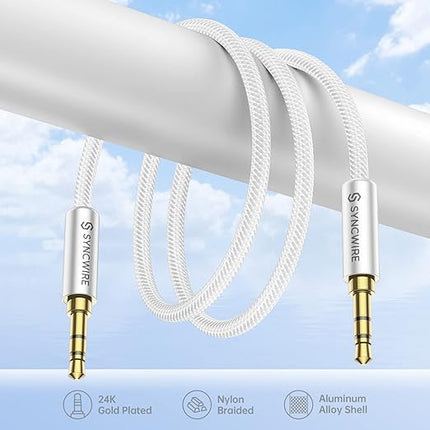 SYNCWIRE 3.5mm Aux Cable Nylon Braided Auxiliary Audio Cable Male to Male Headphone Audio Cord (10ft/3m, Hi-Fi Sound) Aux Cord for Car, Headphone, Home Stereos, Speaker, iPhones, iPods, iPad, Echo