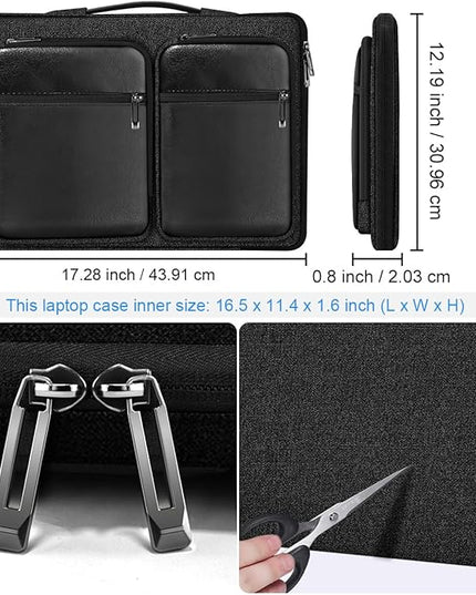 Hseok Ultra-Slim Laptop Case 17 17.3 inches Sleeve Protective PC Briefcase for Commuting and Business Trip，Pitch-Dark