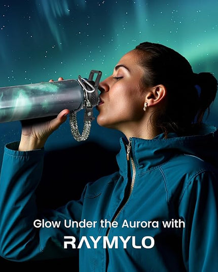 40oz Insulated Water Bottle, Triple Wall Vacuum Stainless Steel Water Bottles - Keeps Cold 48H, Reusable Metal water flask Jug for Gym, Sports, Camping, Hiking,Travel, Aurora-Green