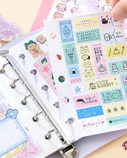 Japanese Manga Sticker Book 2-Pack,60 Sheets with Glitter, Matte and Writable Note Stickers for Journaling, Ins Style Scrapbook Supplies, 5.8 x 4.1 Inch Kawaii Sticker Set