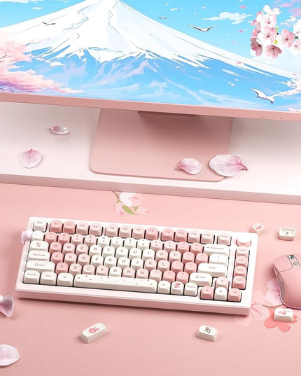 XVX Keycaps - Pink Cute PBT Keycaps, MOA Profile Key caps 60 65 75 100 Percent, Dye-Sublimation, Custom 142 Keys Set for 100%, 75%, 65%, 60% Mechanical Keyboard