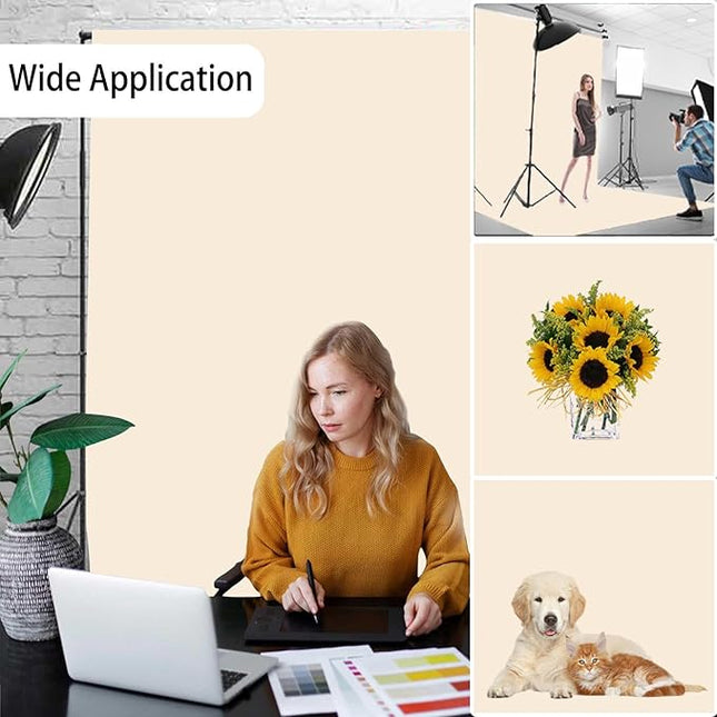 Cream Photography Backdrop for Photoshoot, Photo Backdrop Curtain, Perfect Cream Backdrops for Party Portrait Photoshoots Video Studio 5FTx7FT