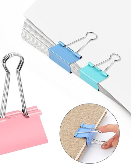 SANNIX 110 PCS Colored Binder Clips, X Large, Large, Medium, Small, Mini and Micro, Colorful Binder Clips Assorted Sizes Clips for Office Home School Supplies