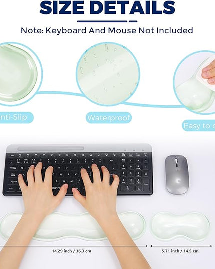 Gel Wrist Rest for Keyboard and Mouse, Wrist Rest for Keyboard, Mouse Wrist Support, Pain Relief, Cool Touch, Non-Skid, Keyboard Wrist pad