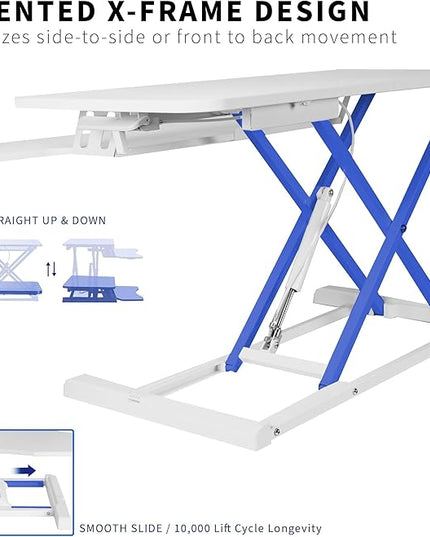VIVO 32 inch Desk Converter, K Series, Height Adjustable Sit to Stand Riser, Dual Monitor and Laptop Workstation with Wide Keyboard Tray, White, DESK-V000KW