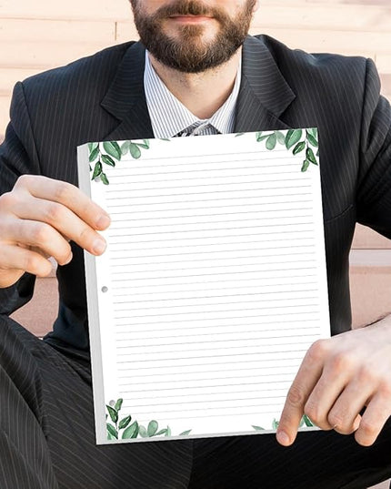 (3-Pack) Letter Size Lined Refill Paper, 3-Hole Punched Ruled Filler Paper, 300Sheets / 600Pages Loose-Leaf Line Paper, 100gsm White Paper, 8.5'' x 11'', Leaf