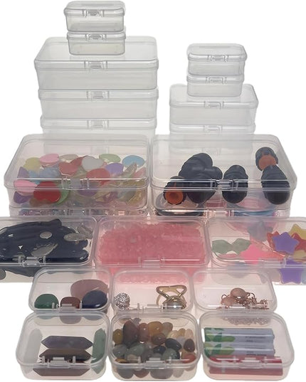 Bead Organizers and Storage-28 Pcs Small Plastic Boxes,Mini Clear Plastic Storage Boxes with Lids,for Jewelry Making Organizer,Containers Hair Accessories, Earrings,Crafts,Sewing Supplies Bead Storage