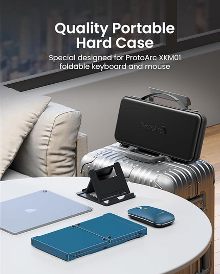 ProtoArc Foldable Keyboard and Mouse, XKM01 True Full-Size Folding Wireless Keyboard Mouse Combo for Business Travel, a Portable Office Suite On-The-Go, Compatible with Laptop iPad Tablet - Blue
