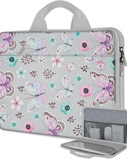 Hseok Laptop Case 13.3-14 inch Briefcase Handbag, Water-Resistant and Shockproof Computer Sleeve Compatible with MacBook Pro 14", Mac Air/Pro 13.3" and 13"-14" Notebooks Chromebooks,Butterfly