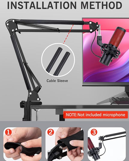 For HyperX QuadCast 2 Boom Arm - Mic Arm Compatible with Hyper x QuadCast, Microphone Boom Arm with Cable Ties, Improve Sound Quality, Mic Boom Arm for Hyperx QuadCast by SUNMON