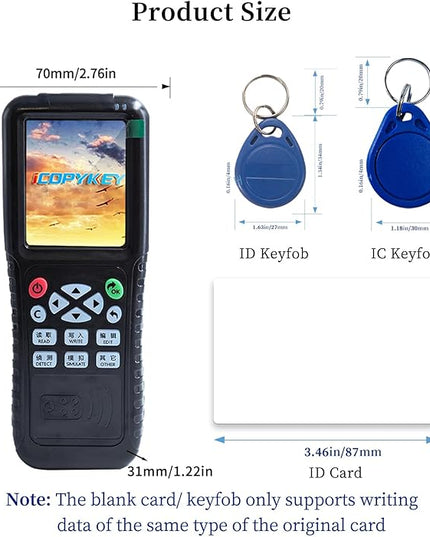 RFID Reader Writer X100 RFID Copier Multi-Frequency Smart Card Reader ID IC Elevator Card RFID Writer for Access Control System with 125khz T5577 Key Fobs/Cards and 13.56mhz IC Key Tags