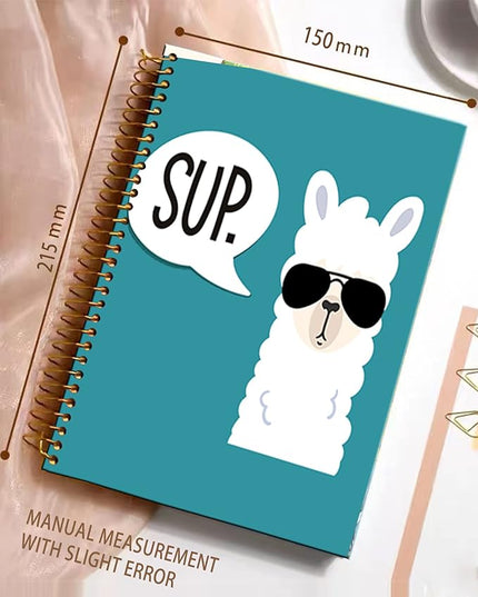iampanda Spiral Journal Notebook,Strong Twin-Wire Binding with Premium Paper for Girl Women,Funny 60 Sheets A5 College Ruled Notebook/Journal,Perfect for School Office Home Gifts,Cute Sup Llama