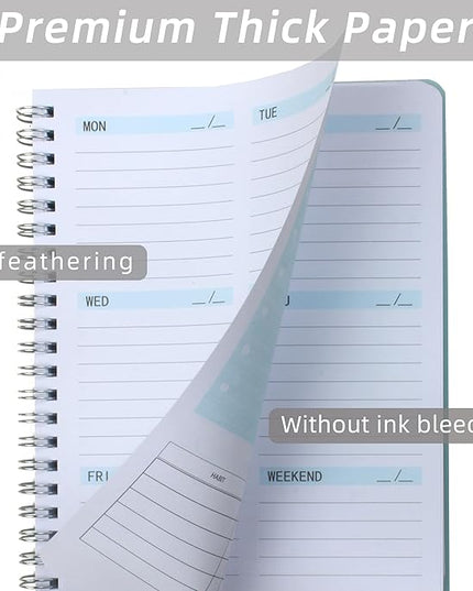 Undated Weekly Planner- Weekly Goals Notebook, A5 To Do List Planner, Habit Tracker Journal with Spiral Binding, 5.7 x 8.0 inches