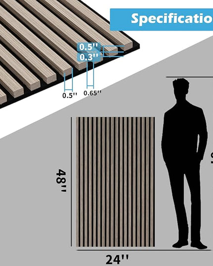 Art3d 2-Pack 48" x 24" Acoustic Wood Panels for Wall, Soundproof Wood Slat Panel for Wall and Ceiling, 3D Fluted Sound Absorbing Paneling for Interior Wall Decor, Living Room, Bedroom - Oak