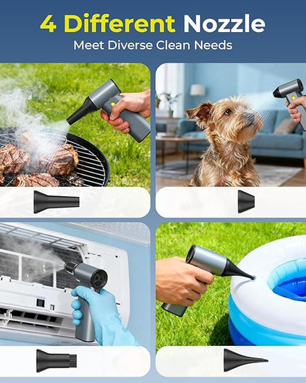 Compressed Air Duster, 130000RPM Brushless Motor, Super Power Air Duster Electric, Aluminum Alloy Body, Dust Blower with Fast Charging for Car, Computer, Keyboard, Outdoors and House