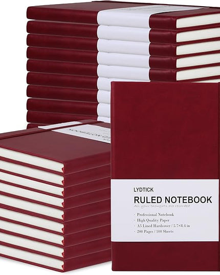 20 Pack Journals for Writing College Ruled Notebooks Journal in Bulk, Hardcover Notebooks (200Pages) for Note Talking, Lined Bullet Journals for Home School Office, 5.7"x8.4", Red