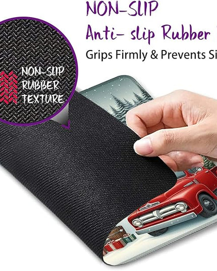 Chrismas Mouse Pad Yuletide Square Mouse Mat Non-Slip Rubber Base Mousepad with Stitched Edge, Portable MousePads for Desk Computers Laptop Office, 9.5x8 Inches
