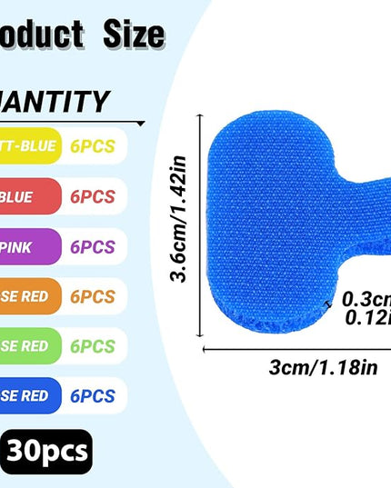 Multi-Color Nylon Cable Labels Tags, 30 PCS Reusable Cord Labels for Electronics Writable Electronic Cable Identification Tags, Self-Adhesive Oval Tag Wire Label Wire Markers for Organization