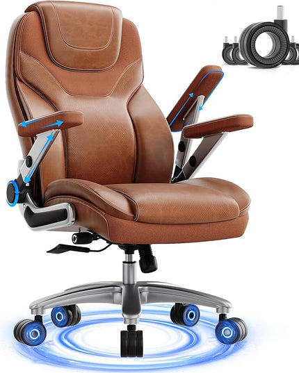 Big and Tall Office Chair with 5D Arms, 600lbs Fabric & PU Leather Heavy Duty Desk Chair, Adjustable Lumbar Support & Height, Tilt Function, High Back Ergonomic Executive Computer Chair