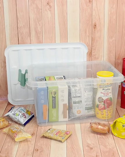 20 Quart Clear Plastic Bin with Lid, Latching Storage Box, 6 Packs