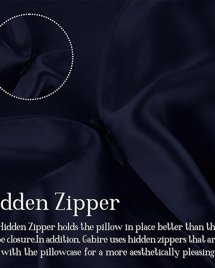 Mulberry Silk Pillowcase for Hair and Skin Cool Pillow Cases Both Sides Real Silk Pillowcases Organic Silk Pillowcase with Hidden Zipper, Navy Blue, King (20"×36")