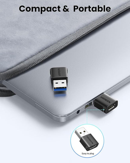 UGREEN 10Gbps USB to USB C Adapter 2Pack, USB C Female to USB 3.0 Male Adapter Type Charger Connector for iPhone 16 15 14 13,AirPods,iPad Air Mini 6 7,CarPlay,Black