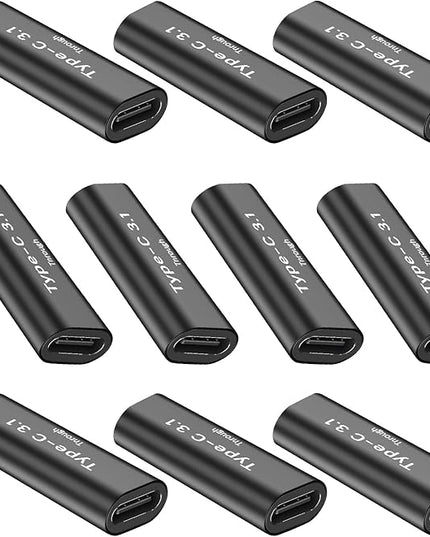 10 Pack USB C Female to Female Adapter.Usbc Extender.USBC Coupler Supports Up to 10Gbps Data Transfer and 100W Fast Charging.Compatible with Thunderbolt 4/3 Supports 8K@60Hz Video.
