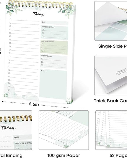 Taja To Do List Notepad - To Do List Notebook for Work with 52 Sheets, 9.8" x 6.5", Undated Daily Planner Perfect for Daily Tasks and Goal Setting, Notepad Suitable for Office, Home & School - Nature
