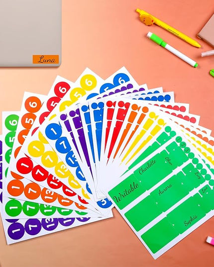 18 Sheets Classroom Laptop Labels-Chromebook Color Coding Stickers with Round & Rectangular Styles,Paper Cable Label Chromebook Labels to Write for Teacher Classroom Computer Management (6 Color)