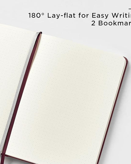 &And Per Se Dotted Journal Notebook, A5 Hardcover Leather Bullet Dotted Journal, 160 Pages 100 gsm Thick Paper，3 Sheets of Stickers Included - 5.7'' x 8''（Dark Red）