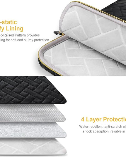 Lacdo Laptop Sleeve Case for 14 inch New MacBook Pro M5/M4/M3/M2/M1 Chips Pro Max A3434 A3112 A3401 A3185 A2918 A2992 A2779 2025-2021, 13.8" Surface Laptop 7th Copilot+PC Computer Bag, Elegant Black
