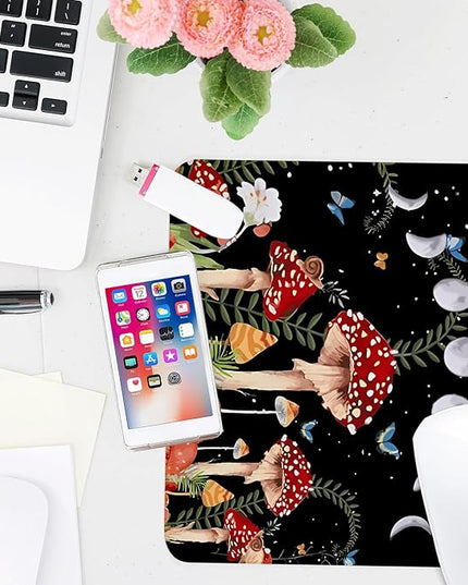 Cute Mushroom Square Mouse Pad,Non-Slip Rubber Base Mouse Pad,Home Office Decoration Desktop Accessory,Laptop Mouse Pad for Office Laptops,9.4x7.8x0.12inch 2