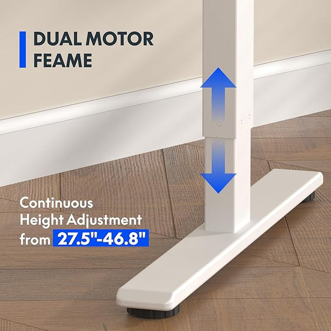 FLEXISPOT E3 Dual Motor 60 x 24 Electric Standing Desk Sit Stand Up Desk, Holds 220 lbs, Adjustable Height w/ Memory Presets, One-Piece Mahogany Desktop & White Frame, Ships in 2 Boxes