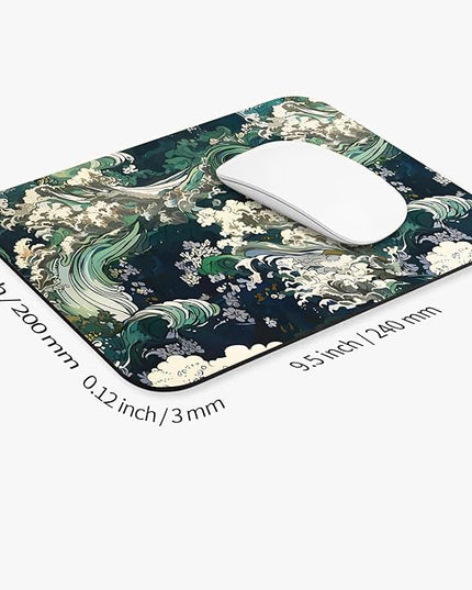 Square Mouse Pad Japanese Art,Personalized Premium-Textured Custom Mouse Mat Design,Washable Mousepad Lycra Cloth,Non-Slip Rubber Base Computer Mouse Pads for Wireless Mouse