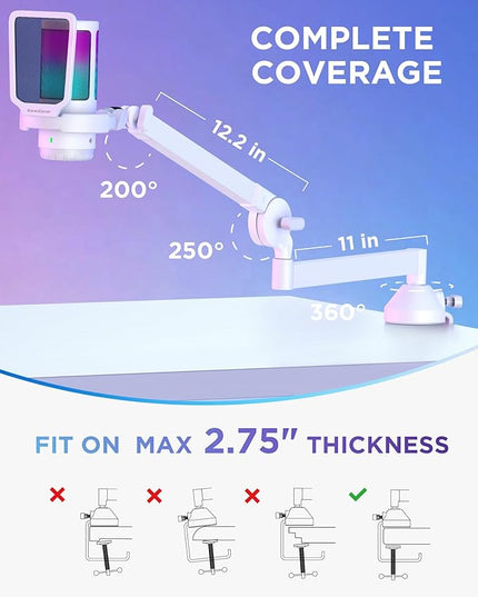 InnoGear USB Gaming Microphone Set, Noise Cancellation Condenser Mic with Boom Arm RGB Mute Headphones Jack for Streaming Podcasting Recording Vocal PC Computer YouTube Discord PS4 PS5, White