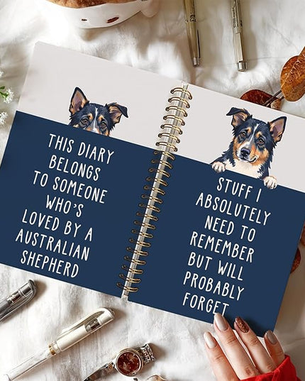 LIANGW Funny Australian Shepherd Gifts for Women & Men, Australian Shepherd Spiral Notebook Journal, Pet Dog Mom Owner Gifts 5.5x8.3 Inch