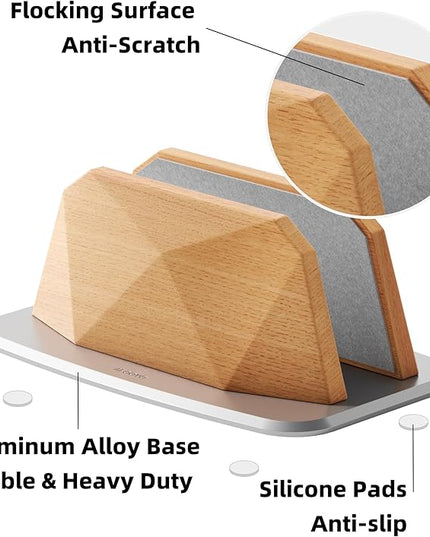 Vertical Laptop Stand - Wooden Adjustable Laptop Holder,Desktop Dock Compatible with All MacBook, Surface,Chromebook,Dell & More(Beechwood)