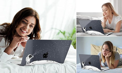 DONGKE Compatible with MacBook Pro 13 inch Case 2024 2023-2020 Release A2338 M2/M1 A2251 A2289 with Retina Display & Touch ID, Plastic Hard Shell & Keyboard Cover & Screen Film - Astronaut