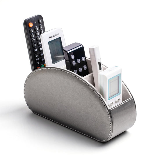 Remote Control Holders Organizer Box with 5 Compartment PU Leather Caddy