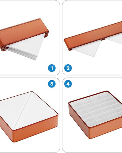 Fashion Leather Sock Underwear Drawer Organizer clothes, Closet Dividers，64 Cell (16+24+24) Foldable Leather Storage Box for Panties, Ties, Accessories（3 Pack）