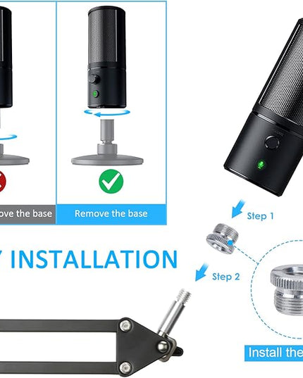 YOUSHARES Razer Seiren X Boom Arm with Pop Filter - White Boom Arm for Razer Seiren X Streaming Microphone, White Mic Arm Microhone Stand (White)