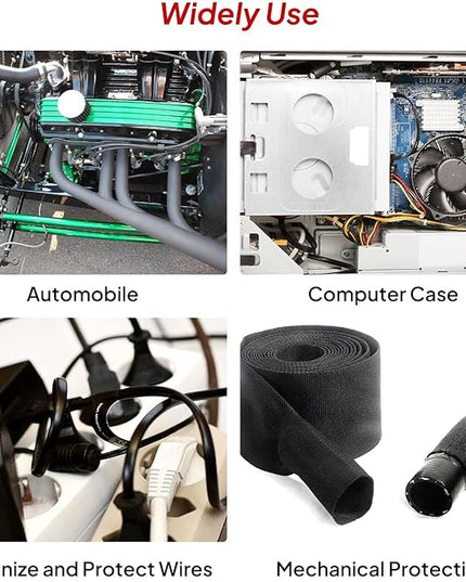 1" - 18 feet Braided Cable Management Sleeve 2 in 1 Heat Shrink Fabric Tube Wrap Organizer Cover Cable/Wire/Harness/Hose Sleeving