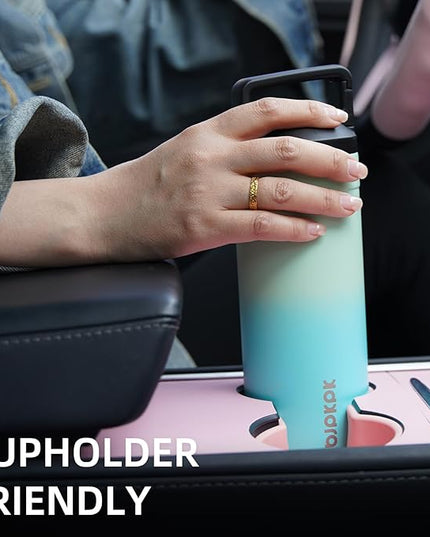 BJPKPK Insulated Water Bottle with 2 Lids,20 oz Double Wall Stainless Steel Vacuum Tumbler Travel Coffee Mug,Wide Mouth Thermal Cup,Cherry Blossom