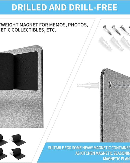 Magnetic Board,17.1" x 11.8" Magnet Display,for Magnets and Bulletin Board,Suitable for Wall, Refrigerator, Compartment, Cabinet etc,Comes with Dual Lock Tape for Easy Hanging (silver1